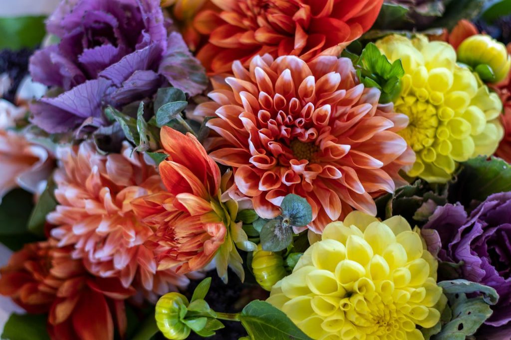 Orange and Purple Flower Bouquet